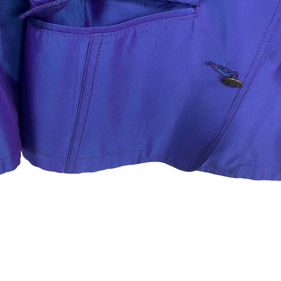 Vintage Moschino Jeans Button Front Purple Metallic Blazer Jacket Womens US 6 - Picture 4 of 7